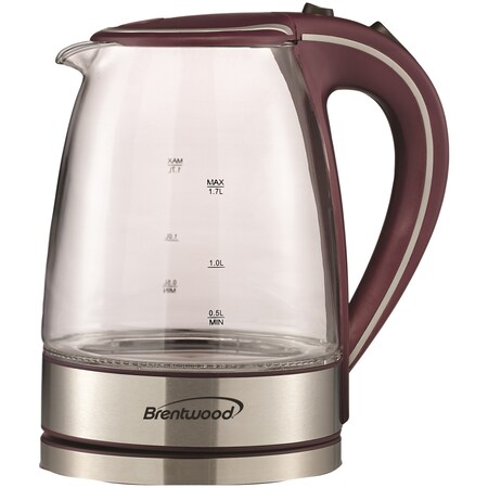 Brentwood Appliances Borosilicate Glass 1.7 L Tea Kettle (Purple) KT-1900PR